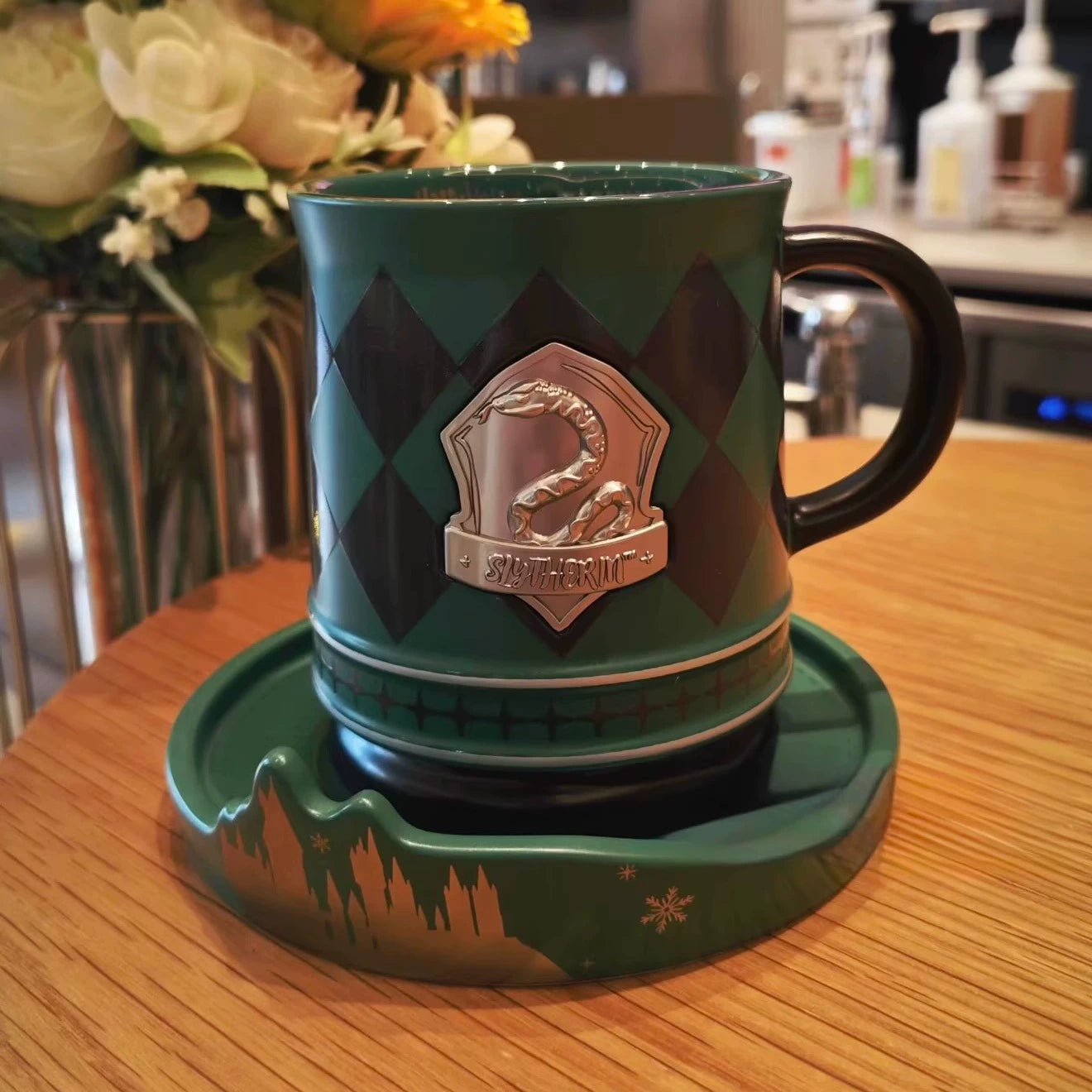 Starbucks China 2025 Harry Potter Collaboration Series Slytherin House Temperature Changing Mug with Cup and Saucer 365ml 12.85oz