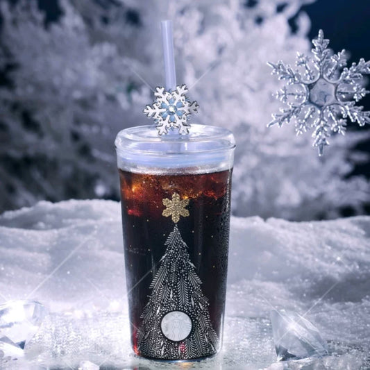 Starbucks China 2025 Snowlit Wonderland series Glass Straw Cup 585ml 20.59oz