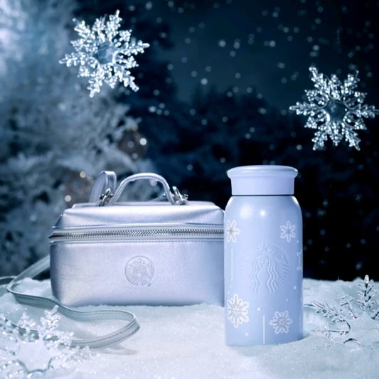 Starbucks China 2025 Snowlit Wonderland series Snow stainless steel thermos cup including bag 355ml 12.49oz
