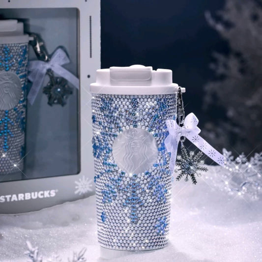 Starbucks China 2025 Snowlit Wonderland series Snowflake diamond surface stainless steel cup