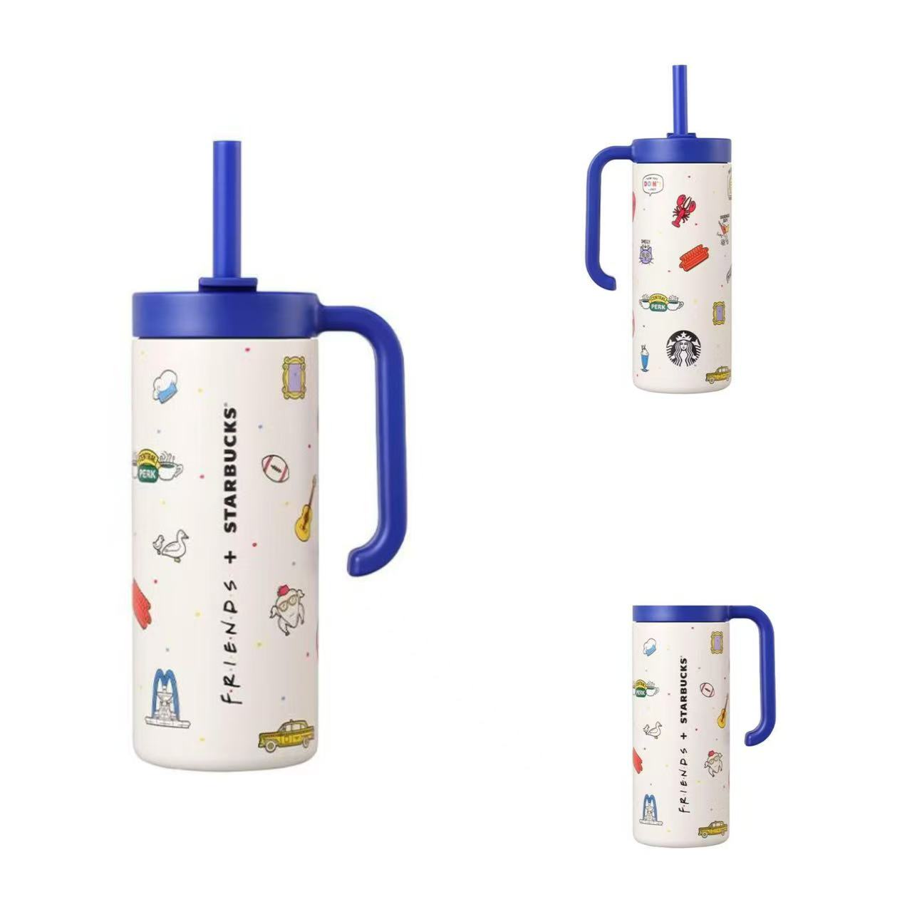 Starbucks Korea 2026 Friends collaboration series blue stainless steel straw cup 532ml