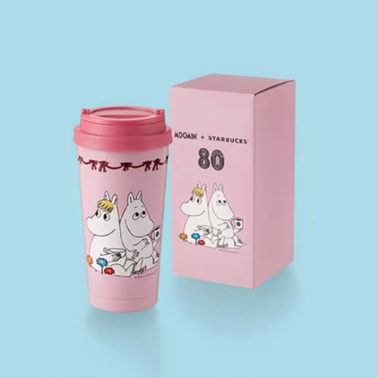 Starbucks Thailand 2025 Moomin co-branded series pink stainless steel cup 473ml 16.65oz