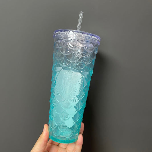 Starbucks Taiwan 2024 ocean series Ombre blue scale straw cup 24oz