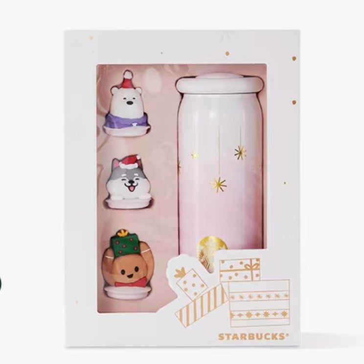Starbucks China 2023 Christmas cute pet series Stainless steel thermos cup gift box