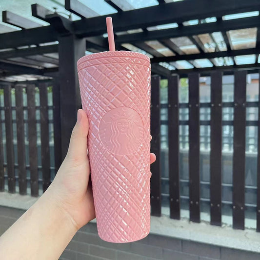 on-sale Starbucks Taiwan coral pink jeweled straw cup 24oz