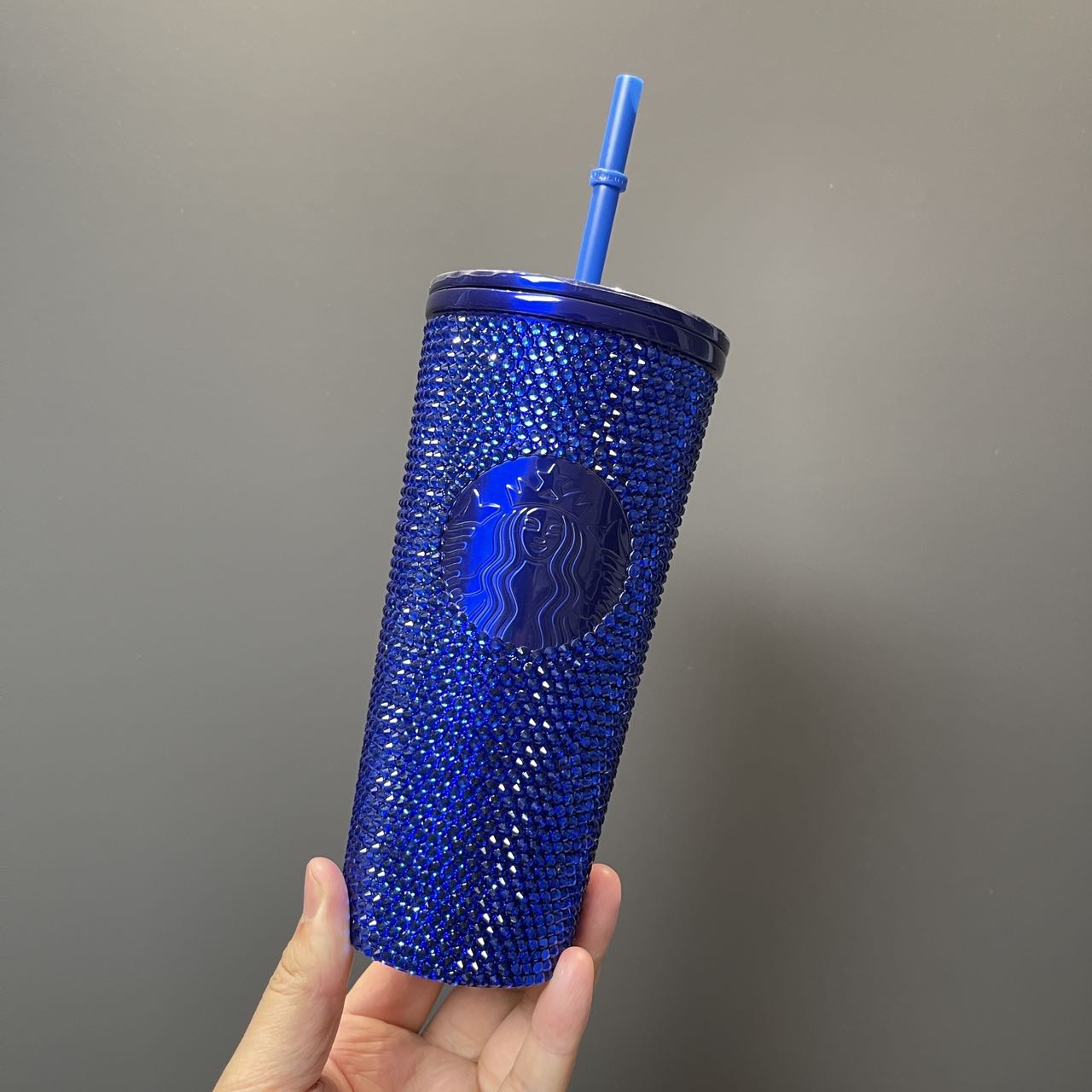 Starbucks Philippines 2023 blue rhinestones cold water straw cup 16oz