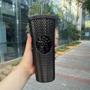 Starbucks Philippines 2023 bling black midnight  cold straw studded cup 24oz