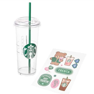 Starbucks Korea Summer straw Trenta plastic cup 30oz with sticker