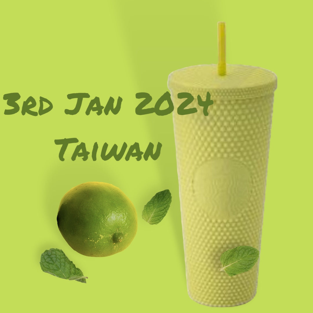 Starbucks Taiwan 2024 New year lemon yellow Lime matte studded straw cup 24oz