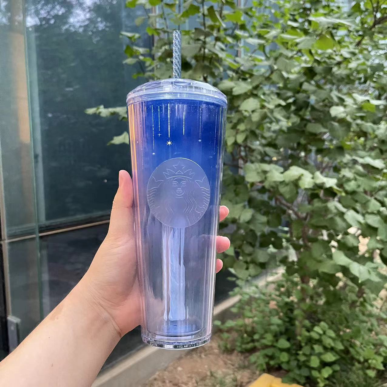 Starbucks Tumbler HK/TAIWAN 2023 Mid-Autumn Festival series falling star Gradient Blue cold water straw cup 24oz