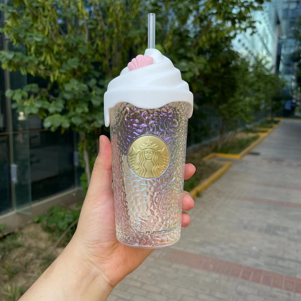 459ml/15oz Ice Cream Glass Tumbler with Straw – Ann Ann Starbucks