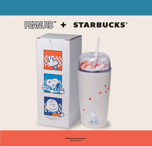 Starbucks X Peanuts co-brand collection White stainless steel cup straw cup