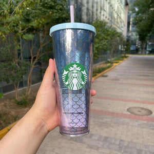 Starbucks KR blue scale cold water Straw Cup 24oz