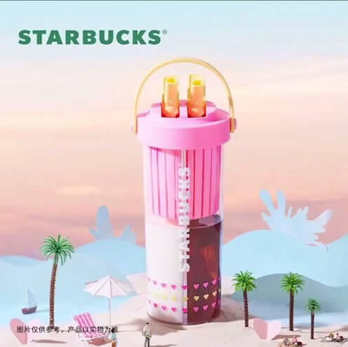 Starbucks China 2024 Colorful summer double drinking plastic cup 760ml