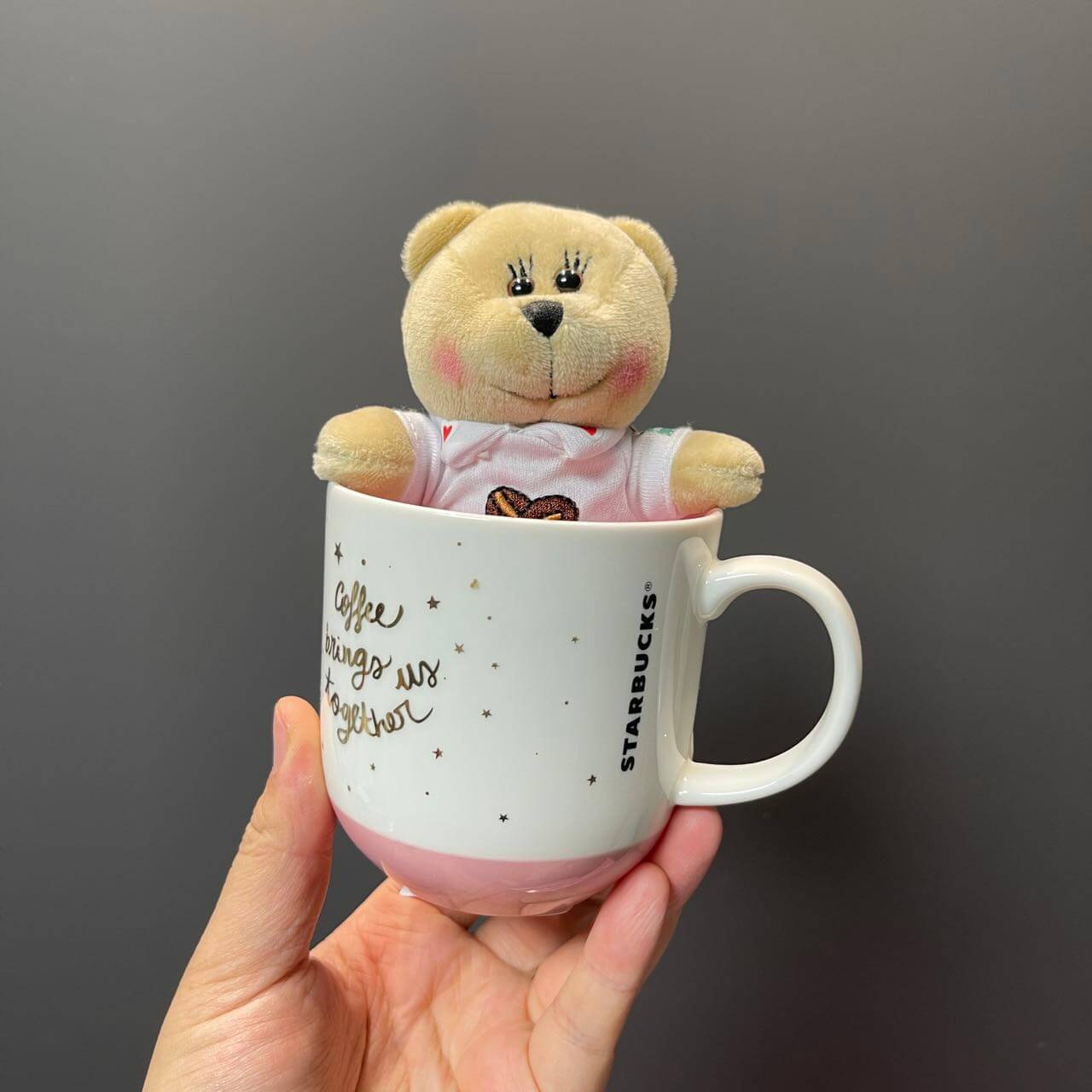 Starbucks China Valentine's Day pink girl Bearista keychain and cup