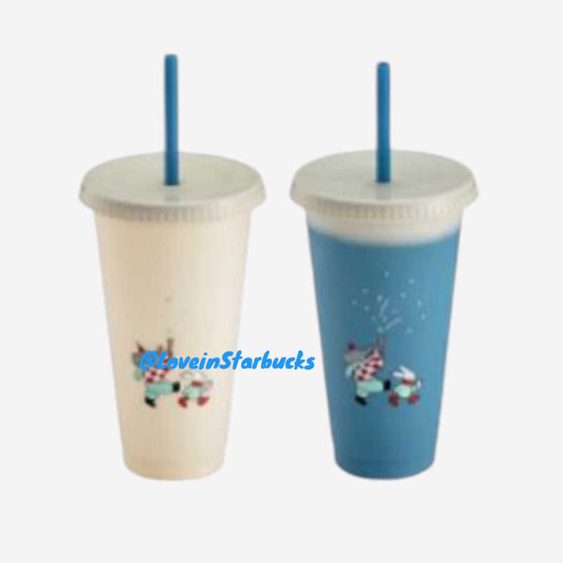 Starbucks Taiwan 2024 Christmas series Plastic discoloration straw cup  710ml when exposed to cold