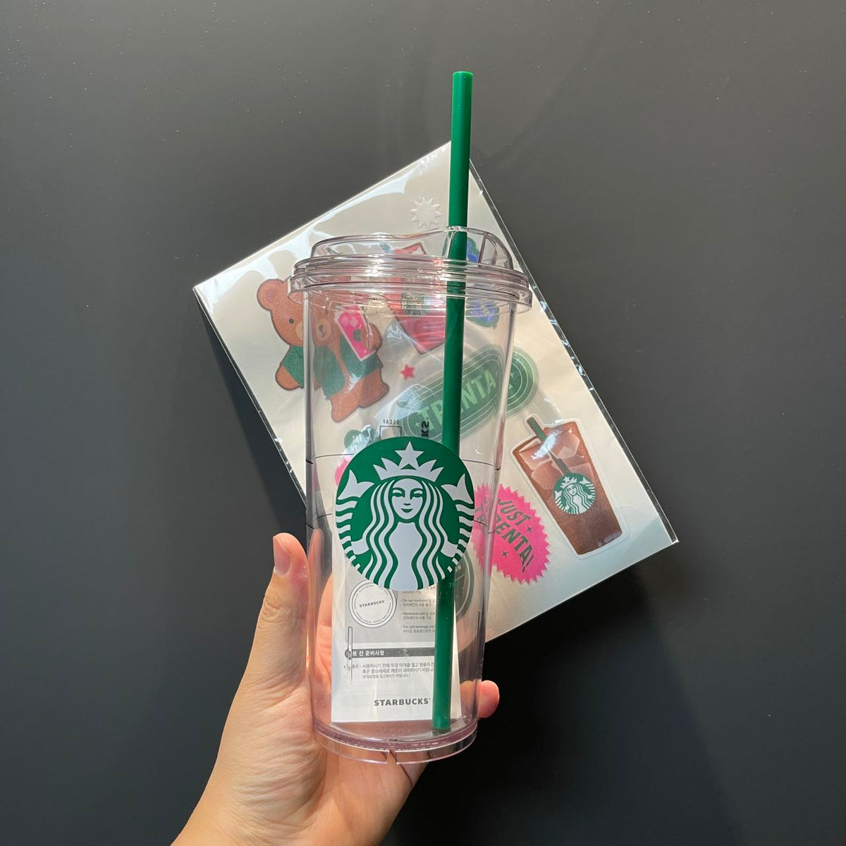 Starbucks Korea Summer straw Trenta plastic cup 30oz with sticker