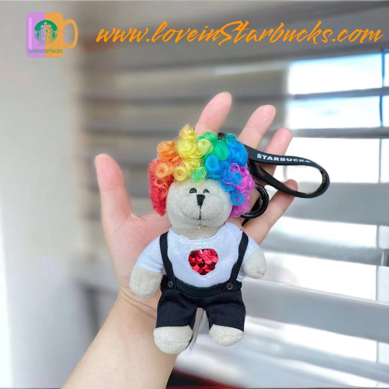 Starbucks China rainbow mug 310ml and rainbow hair doll keychain