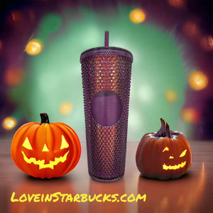 Starbucks Taiwan 2023 Halloween bling purple straw cold studded cup 24oz