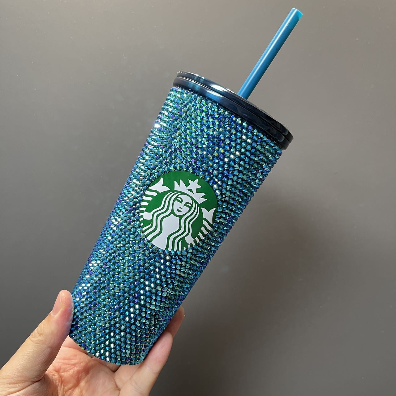 Starbucks Tumblers Thailand blue rhinestones straw cup 25th anniversary