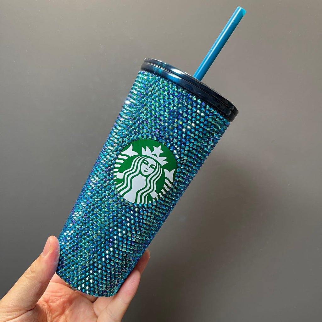 Starbucks Tumblers Thailand blue rhinestones straw cup 25th anniversary