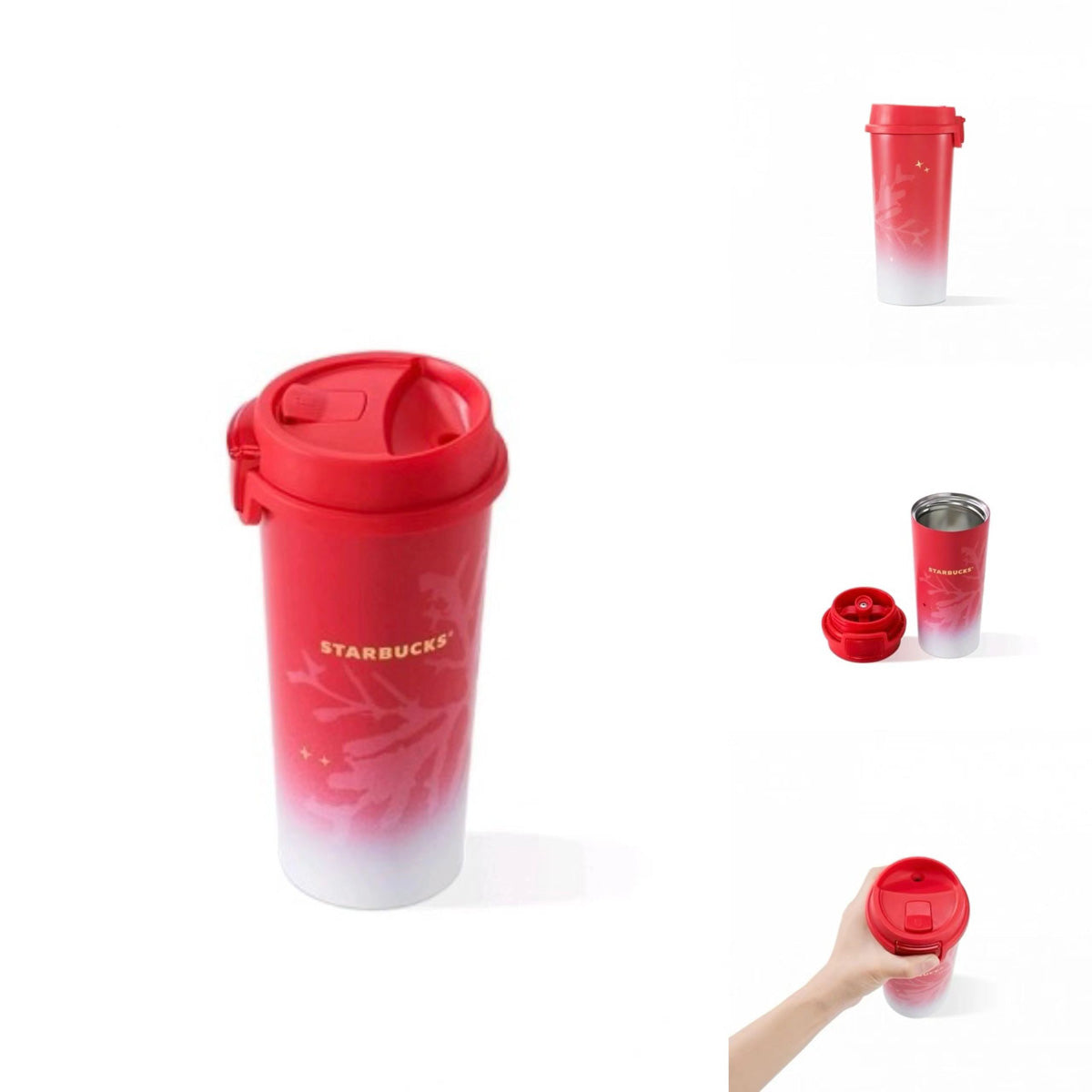 Starbucks China 2023 Christmas winter day series Ombre red Sliding lid stainless steel cup 350ml