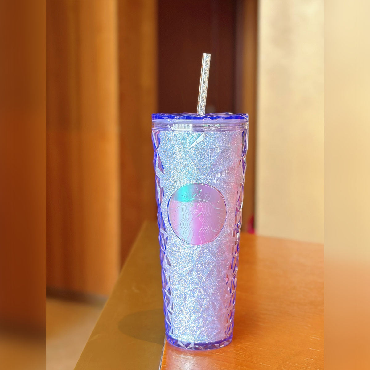 on sale Starbucks China 2023 Christmas winter day series purple Diamond Glitter prism straw cold cup 24oz