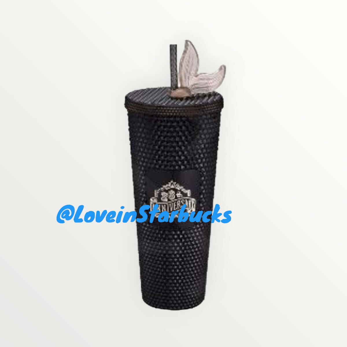 Starbucks Taiwan 2024 26th anniversary black studded straw cup with topper