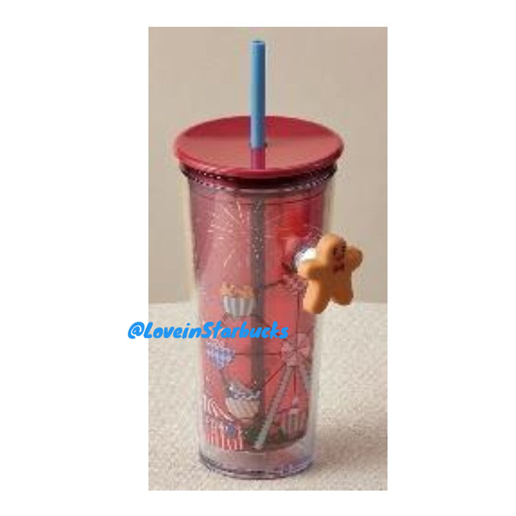 Starbucks Taiwan 2024 Christmas series Gingerbread Man Finger straw cup 473ml