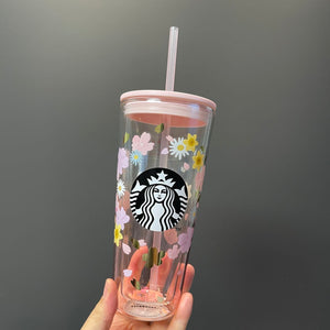 Starbucks tumblers China 2021 Sakura pink double-layer Classic Glass Straw 20oz cup