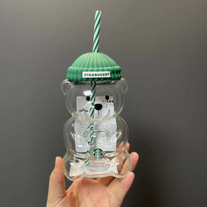 Starbucks Korea 2023 Autumn Joyful green Bear Glass Cold cup 591ml 20oz