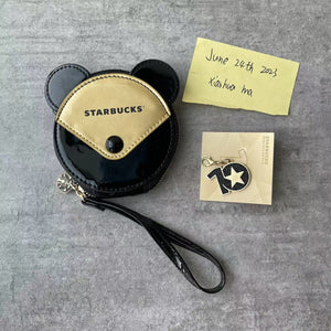 Starbucks China Black Mickey Flaw Coin purse with one 10th anniversary pin