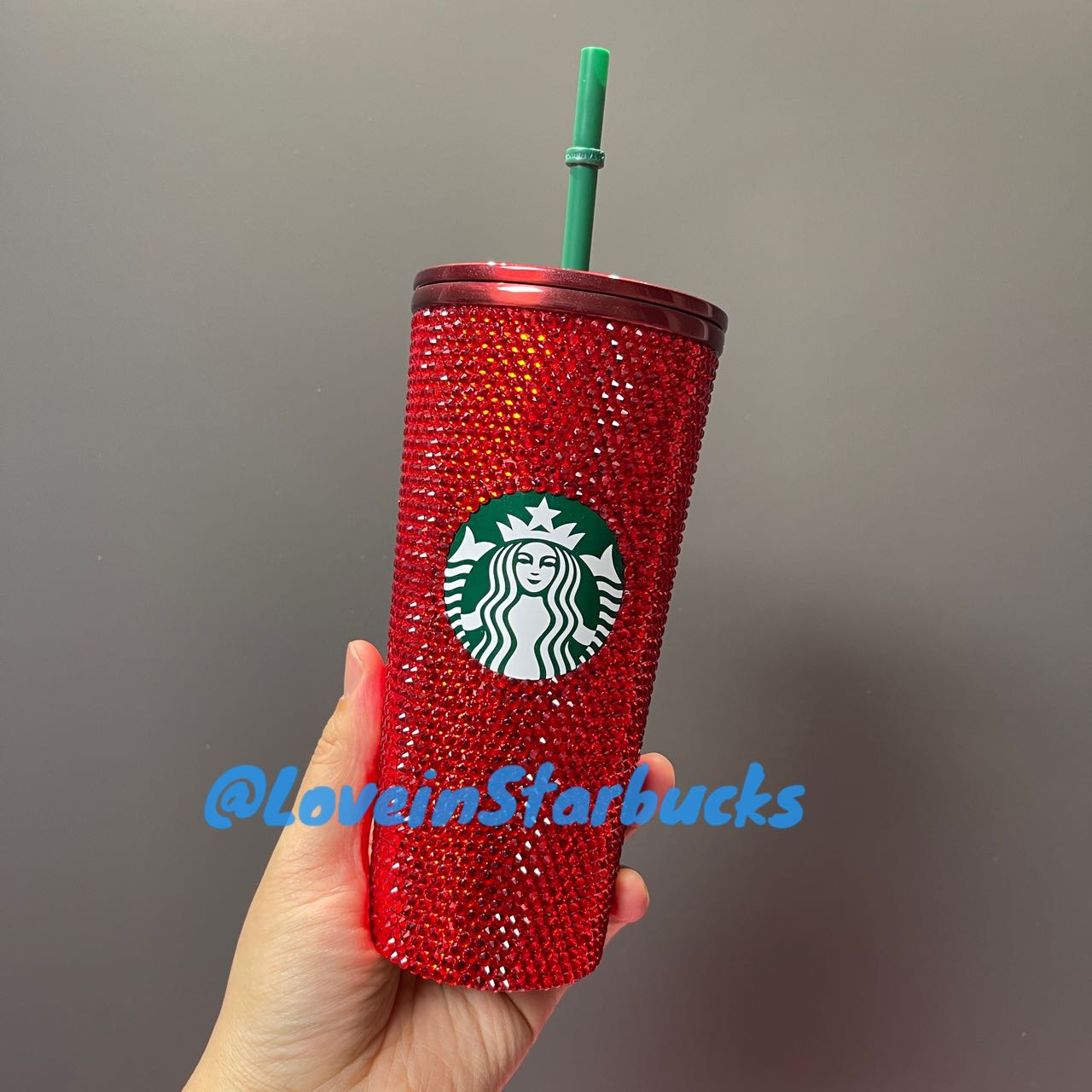 Starbucks red bling rhinestones cold cup 16oz