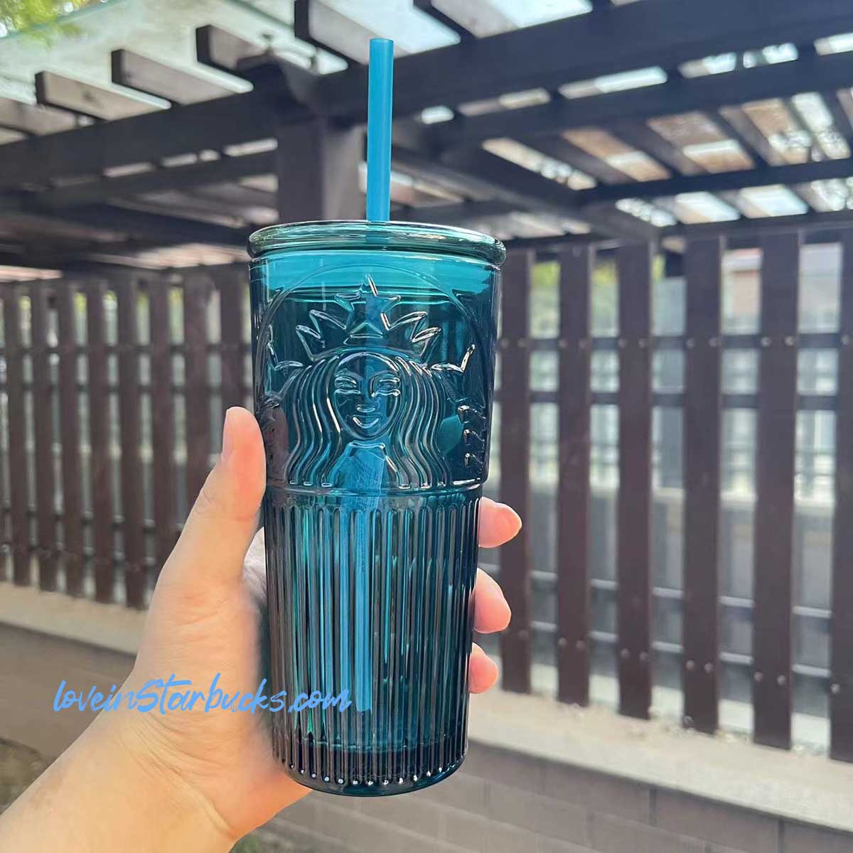 Starbucks Glass Green Cup With Lid and Straw, Christmas Gift