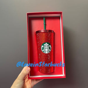 Starbucks red bling rhinestones cold cup 16oz