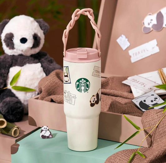 Starbucks China Traveling Panda online collection Stainless steel cup 800ml double drinking spout