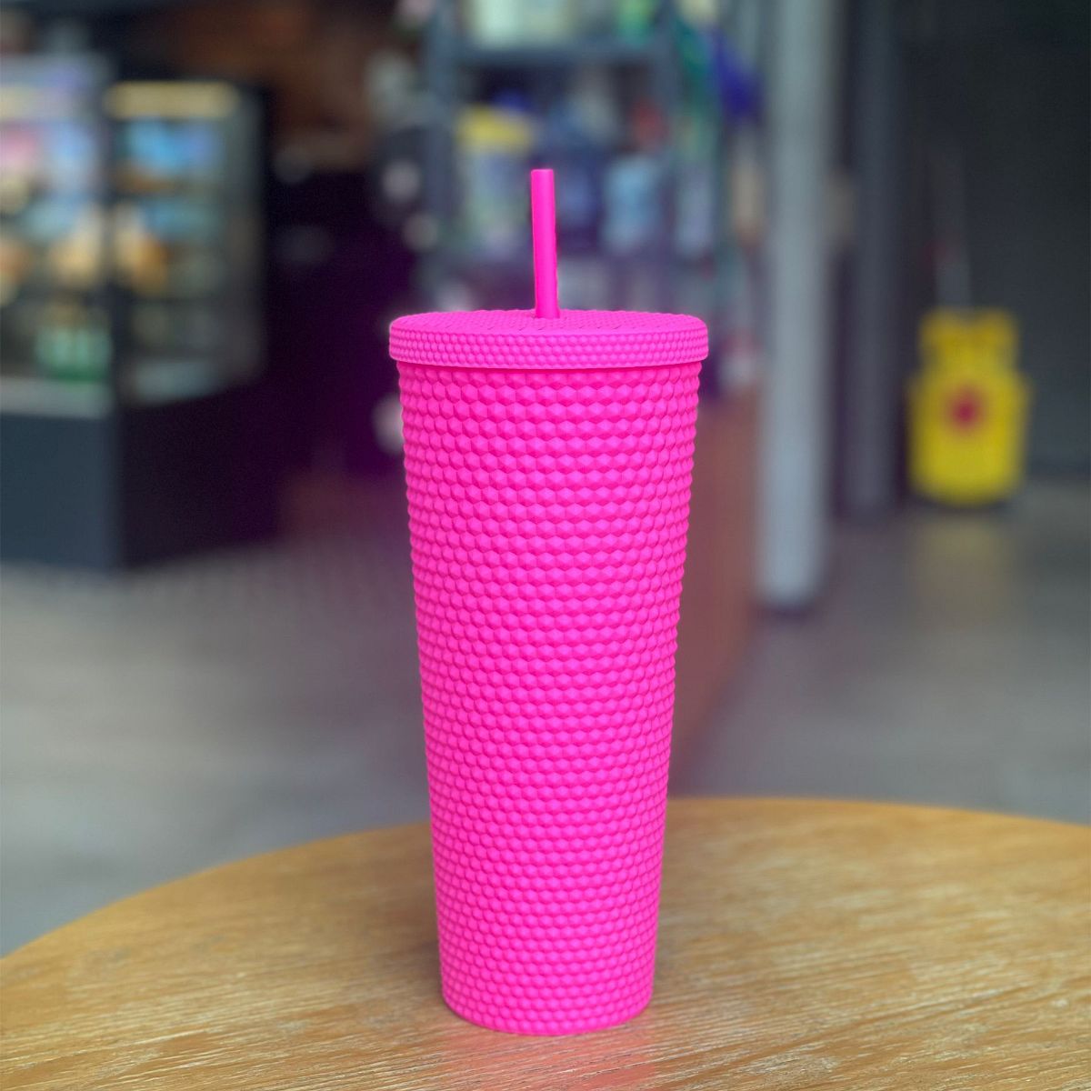 Pre-order Starbucks China 2024 Dopamine Series fluorescent pink plastic matte straw cup 24oz
