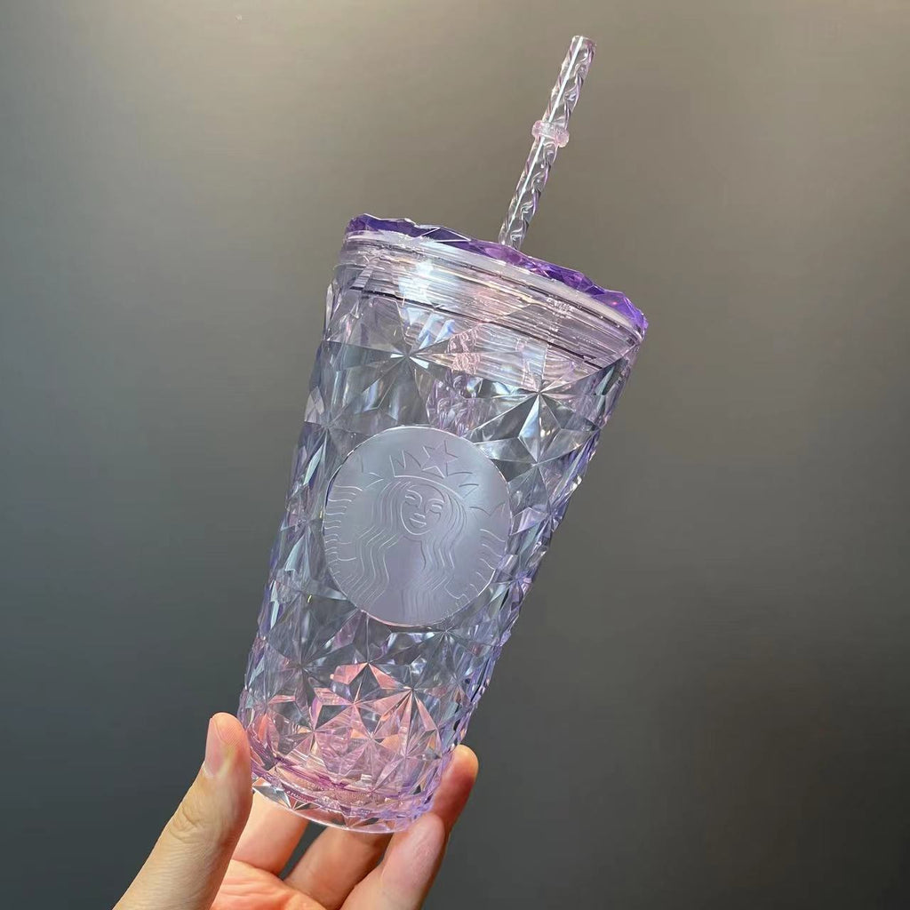 Starbucks PT light purple diamond straw Plastic cup 16oz