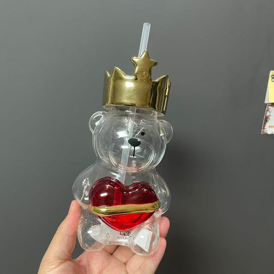 obvious flaws as pictures -  Starbucks China 2021 Valentine's Day crown Love heart bear glass cup 532ml - read detail