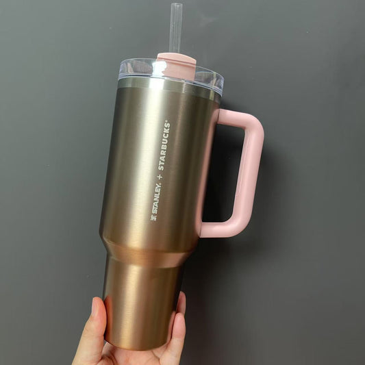 tiny flaw -A2- Starbucks China 2025 Valentine's Day Stanley rose gold Stainless Steel Straw Cup 40oz 1183ml