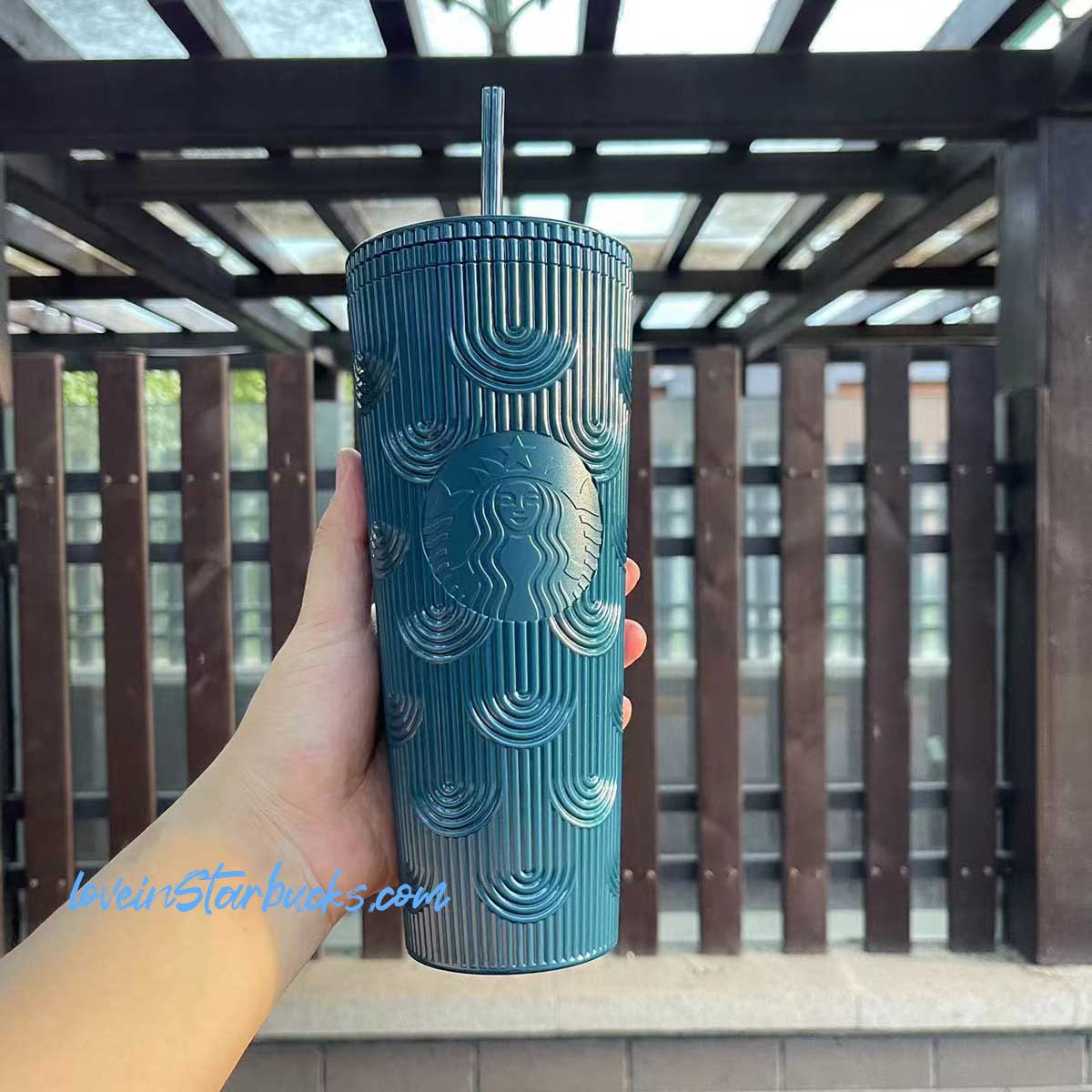 Starbucks Taiwan/Hong Kong 2023 dark blue scale/shell straw cold cup 24oz