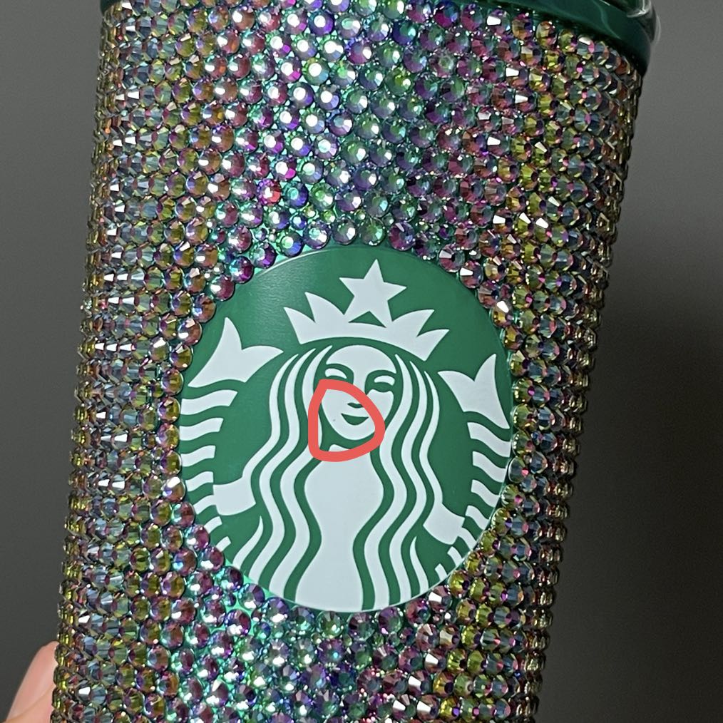 Tiny flaw Starbucks Thailand 2024 METALLIC green rhinestones cold water straw cup 16oz