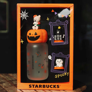 Starbucks China 2020 Halloween Pumpkin style glass cup with replacement cup decorations 370ml