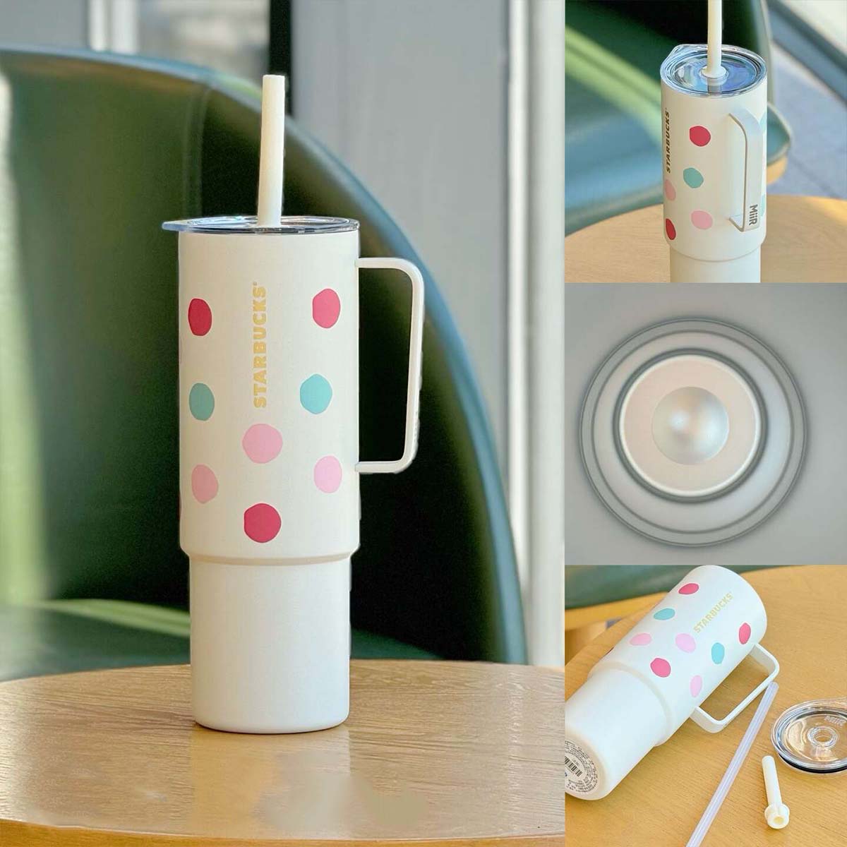 Starbucks China Alpaca series Dots white Stainless steel straw cup 946ml