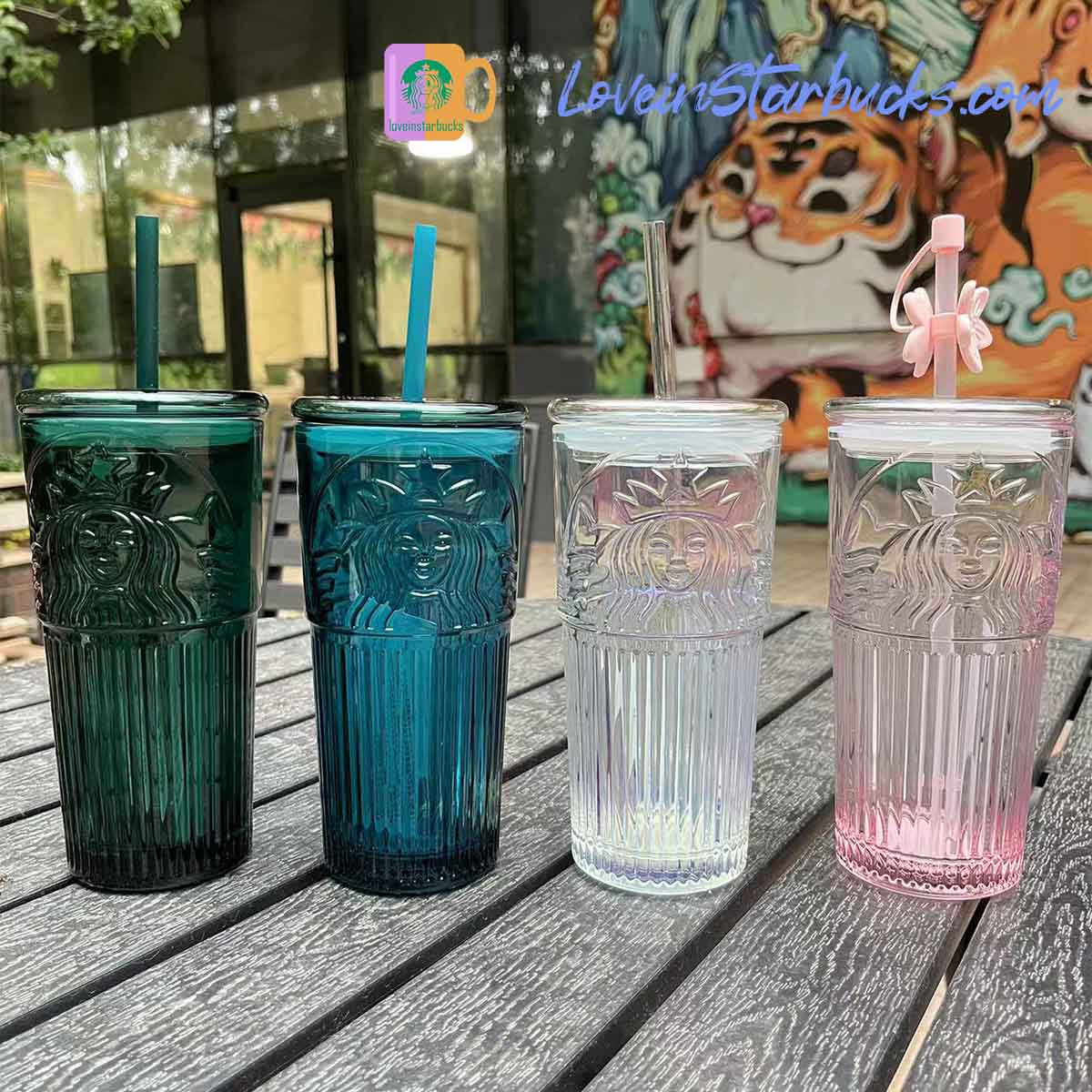 Starbucks tumbler China Dark Green / Blue Green / Unicorn / Peach pink gradient / Sky blue gradient straw Classic Glass cup 18oz