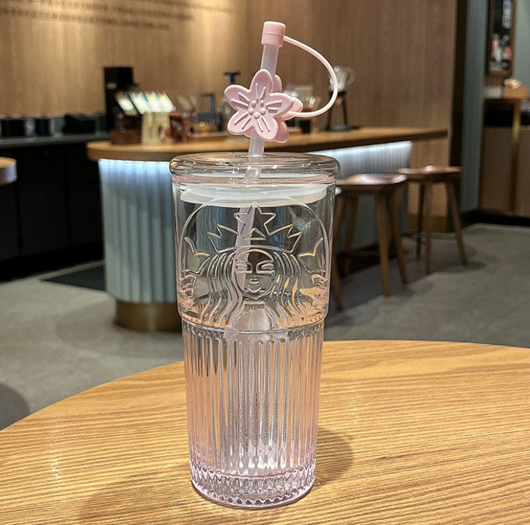 Promotion Starbucks China Peach Sakura blossom pink Classic Straw Glass cup 18.6oz