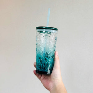 Starbucks China 2023 anniversary ocean series Glass straw cup 414ml