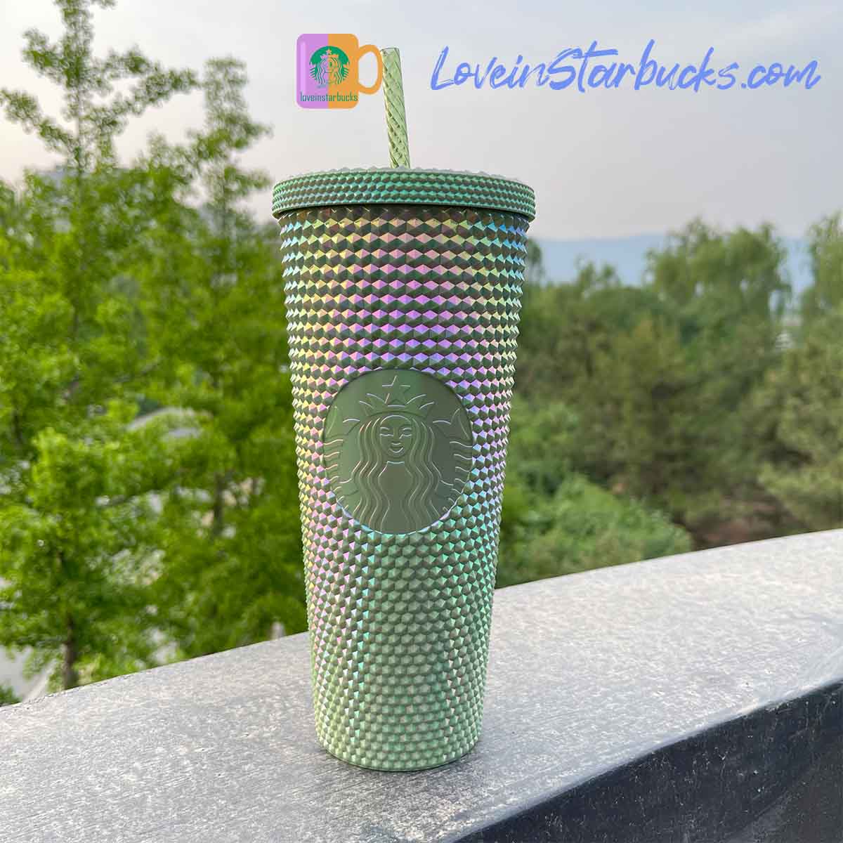 Starbucks Tumblers Indonesia 2023 Turquoise Mustard and Pistachio studded straw cup 24oz