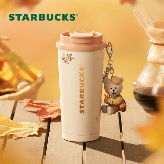 Starbucks 2024 Autumn Collection Bear-Shaped Series Dual-Drink Stainless Steel Travel Cup 480ml