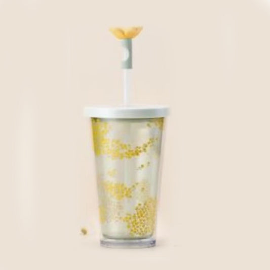 Starbucks Taiwan 2023 Yellow Flowering Grass Series Straw plastic TOGO cold water Cup 475ml